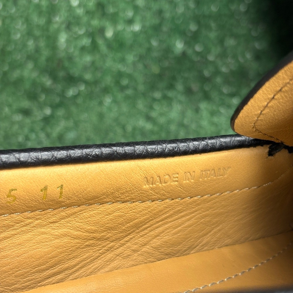 Prada Grained Leather Logo Penny Driving Loafer Luxury Slip On Black Mens Sz 12 - Picture 8 of 9